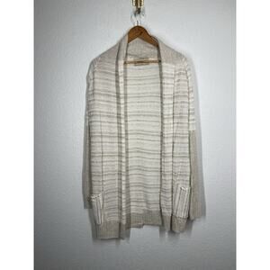 All Saints Spitafields Pointelle Knit Cardigan Sweater Womens 10 Cream Beige